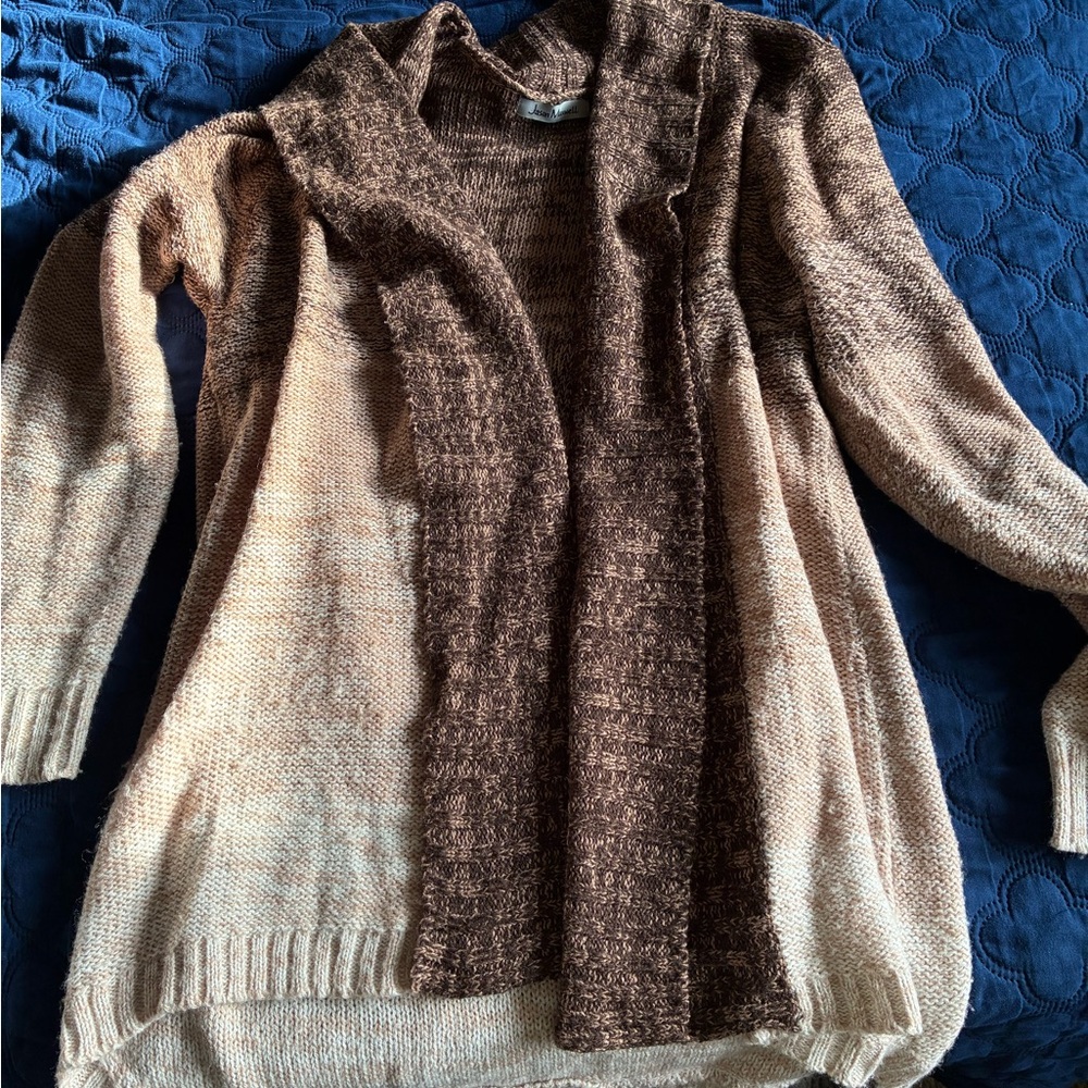 Jason Maxwell Two-Tone Brown and Cream Cardigan